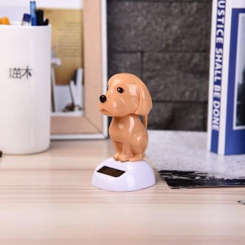 1pcs Cute Car Ornament ABS Solar Powered Shaking Swing Head Dog Lovely cartoon dog design Automobile Decoration Dashboard Toys