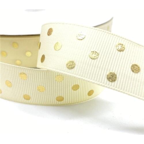 5yards 25mm 1" Grosgrain Ribbon Printed Spot Pattern for Christmas Wedding Decoration DIY Sewing Handmand Craft Accessories #07