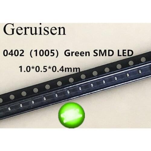 500PCS 0402 1005 SMD LED Chip Green Surface Mount SMT LED Light Emitting Diode Lamp Beads