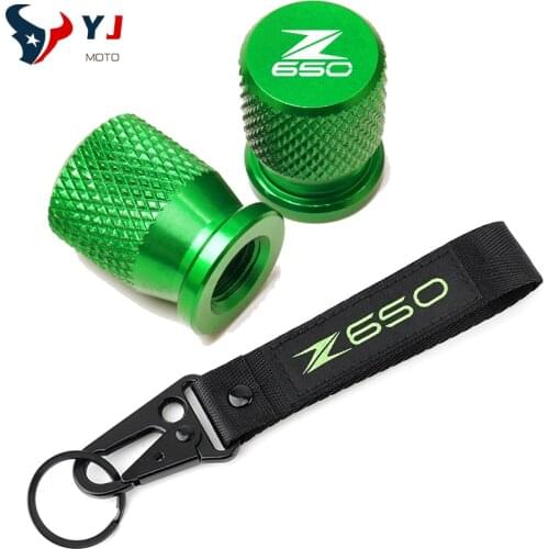 For KAWASAKI Z650 Z 650 Motorcycle CNC Accessories Wheel Tire Valve Stem Caps Covers&Embroidery Key Hold Chain Keychain Keyring