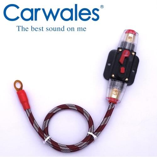 Car Truck Audio Amplifier Refit Circuit Breaker Fuse Holder Adapter with Manual Reset Button AGU Style Installation Wires Cable