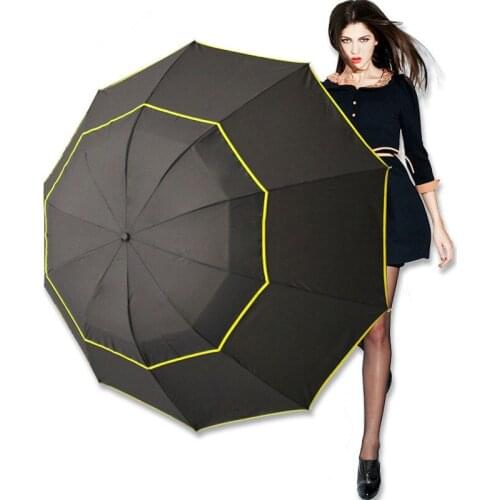 130cm Big Top Quality Umbrella Men Rain Woman Windproof Large Paraguas Male Women Sun 3 Floding Big Umbrella Outdoor Parapluie