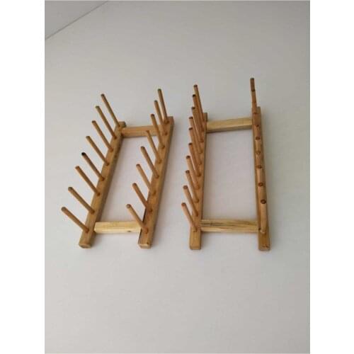 Wooden 6-Plate Rack bamboo dish organizer plate basket material with dish basket spoon holder