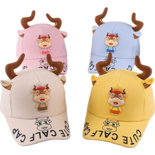 Doitbest 2021 Children Baseball Cap summer Hip Hop Cartoon Cow horn kids sun Hats Boys Girls Caps child snapback Hat gorras