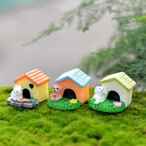 ZOCDOU 1 Piece Dog Rabbit Bear House Kennel Doghouse Doghole Model Statue Figurine Crafts Ornament Miniatures Home Garden Decor
