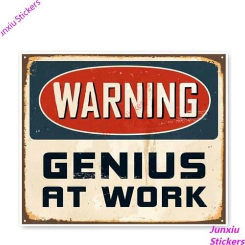 Interesting Car Sticker GENIUS AT WORK Accessories Car Styling Decal Vinyl Car Window Cover Scratches Waterproof PVC 12cm*10cm