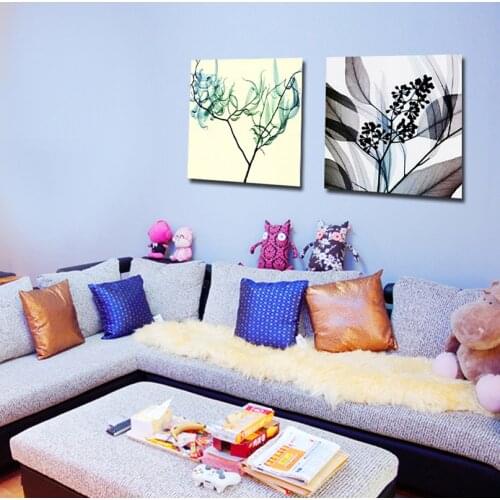 Classic Style Two Pieces Combianted Abstract Tree Oil Painting Spraying Painted Cuadros Decoracion Painting For Living Room Wall