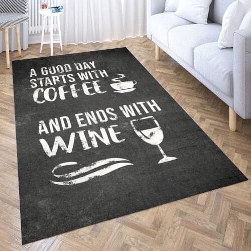 Coffee And Wine Funny Carpet for Living Room 3D Anime Cartoon Rug Gamer Teen Room Bedside Lounge Rug Kids Children Floor Mats