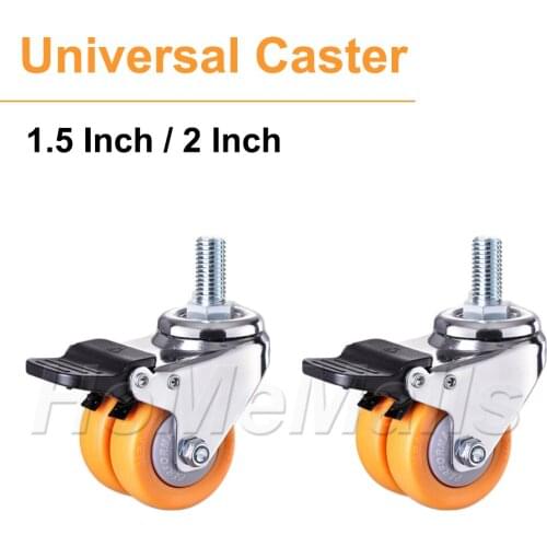 1/2/4pcs 1.5/2 inch 360 Degree Swivel Caster With Brake Nylon Material Wheels Silent Universal Casters For Workbench or Trolley