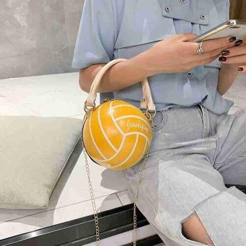 Creative Fashion Women PU Leather Volleyball Basketball Girls Bags Zipper Bags Hand Shoulder Female Crossbody Handbag