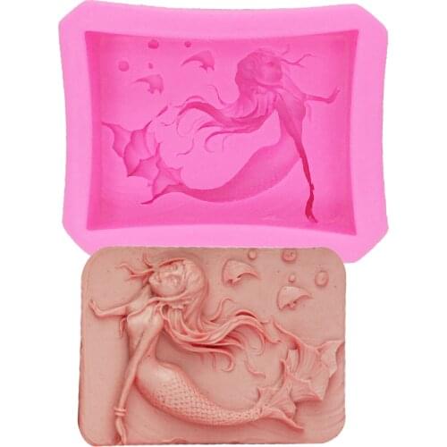 M0447 Handmade Soap Mermaid Silicone Mold Candy Mould Cake Stencil Sugar Craft Silicone Tools