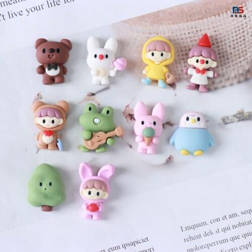 30pcs Cute New Resin Animals Bear Girl Rabbit Flatback Cabochon DIY Jewelry Phone Craft Decoration Hair Accessories