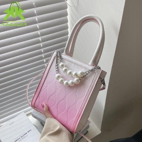 Fashion Pearl Chain Ladies Handbags Designer Tote Luxury Brand Pu Leather Shoulder Bag 2021 High Capacity Women Messenger Bag