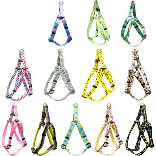 Fashion Printed Harness Dog Personalized Dog Harness Nylon No-pull Adjustable Safety Harness For Small Medium Big Dogs Dropship