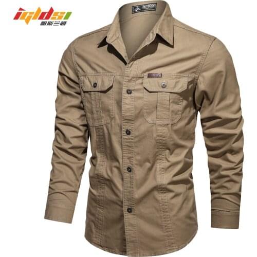 Mens Cotton Military Shirt Casual Brand Cargo Shirts Male Long Sleeves Shirts Camiseta Masculina Plus Size 4XL 5XL