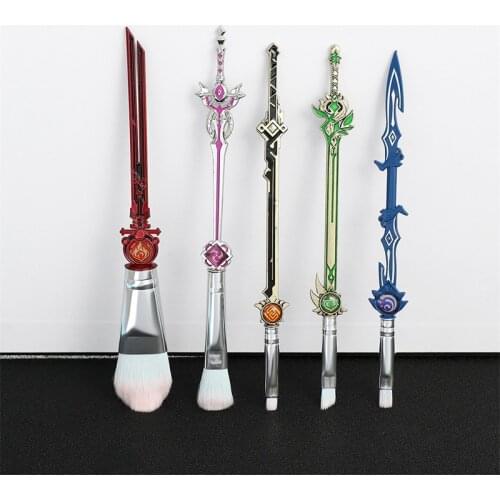 Free Shipping 5pcs/set Makeup Brushes Set Genshin Impact Cosplay Tool Fans Collection Gift for Women Girls