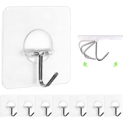 Nordic Natural Bathroom Kitchen Wall Towel Curtains Clothes Keychain Mop Hanging Velcro Self-Adhesive Hook Organization Storage