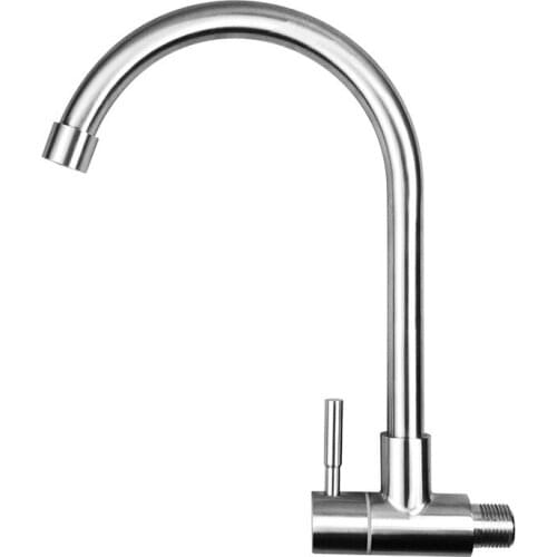 Wall Mounted Stainless Steel Basin Faucet Single Handle Single Cold Mixer Tap 360 Degree Rotation Bathroom Sink Water Mixer Tap