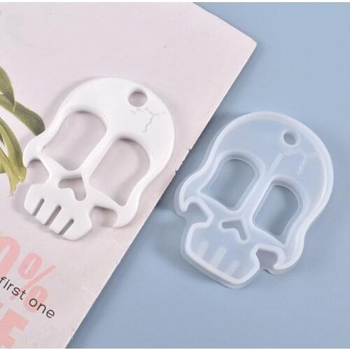 New DIY Resin Crystal Epoxy Mold skull Pendant Self-defense Keychain Listing Jewelry Silicone Mold Set