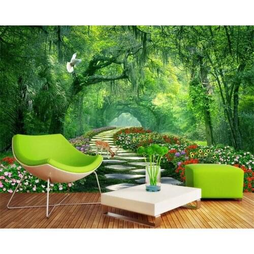 Beibehang Photo Wallpaper forest Park Green Road 3d Nature Landscape Wall Mural Living Room Sofa TV Backdrop Wall 3d wallpaper