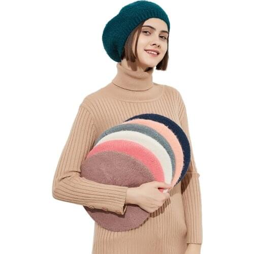 Autumn Winter Women Berets French Beret Classic Solid Color Hat Warm Knitting Hat Chic Beanie Winter Female Walking Cap