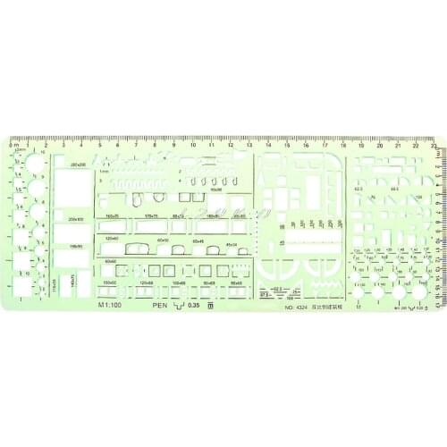 Plastic Green Ruler Geometric Template Ruler Drawing For Student Stationery School Accessories