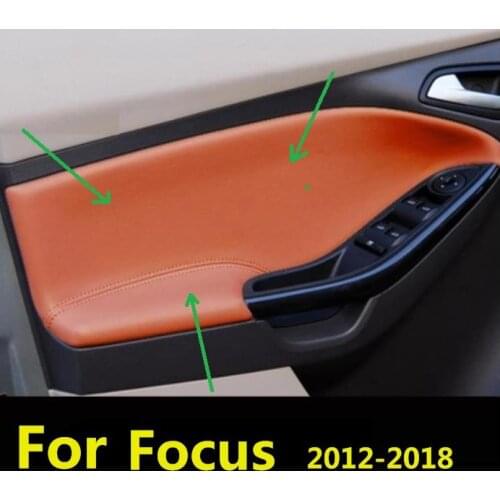Microfiber Door Panel Armrest Leather Cover Protective Trim For Ford Focus 2012 13 14 15 -2018 with Mount Fittings car interior