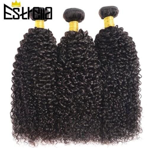 ESTRELLA Brazilian Kinky Curly Hair Bundles 1/3/4 Pcs Remy Human Hair Weave Bundles 8-28 Inch Natural Color Hair Extensions