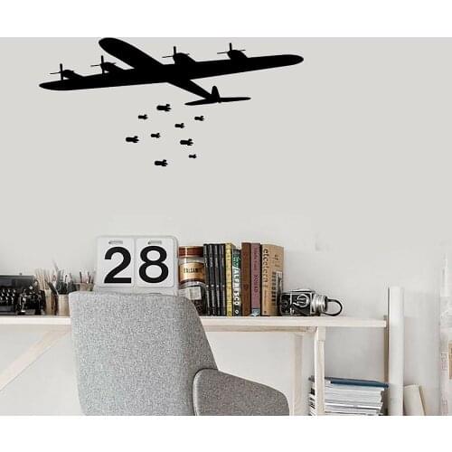 Aircraft Plane Wall Decal Bomb War Raid Fighting Machine Vinyl Wall Sticker for Baby Room Boy Large Wall Stickers C640
