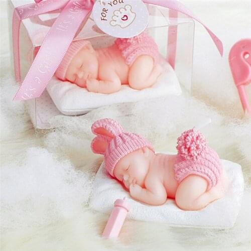DIY Sleeping Baby Candle Blue/Pink 3D Party Decoration Hundred Days DIY Birthday Candle Wedding Decoration Cake Candles