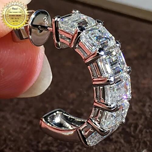 100% 18K Gold A750 gold A pair of Earrings all 6Ct We only sell Best color DVVS Moissanite Earrings