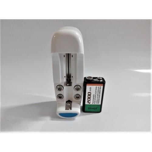 SHSEJA 1PCS large capacity 2000mAh 9V Ni-MH rechargeable battery +1PCS Smart universal 9V AA AAA 18650 battery charger