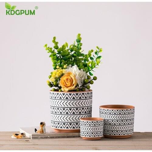 Modern Handmade Ceramic Flowerpot Nordic Style Simple Geometry Fleshy Flowerpot Creative Green Plant Flowerpot