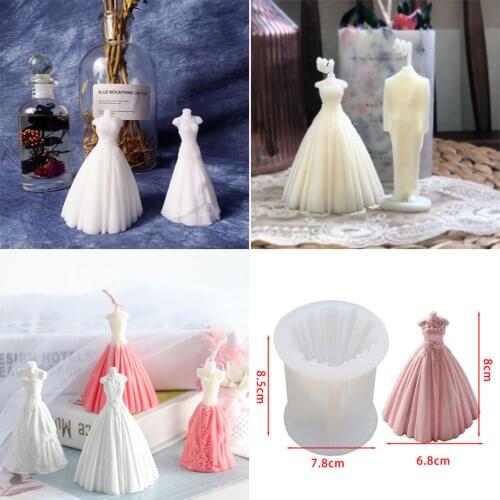 Wedding Dress Candle Silicone Mould Diy Handmade The Bride and Groom Plaster Aromatherapy Candle Resin Mold Wedding Decoration