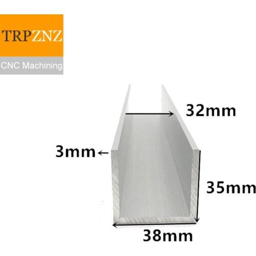 U-shape Aluminum, 38mm x 35mm x 3mm,Outer width 38mm, length 50cm,aluminum alloy glass covered edge strip