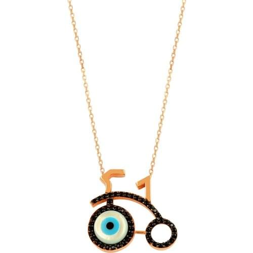 Bicycle Necklace Cycle Pendant Women Turkish Boho Evil Eye Necklace Bohemian Good Luck Lucky Eye Colorful Pendant Choker