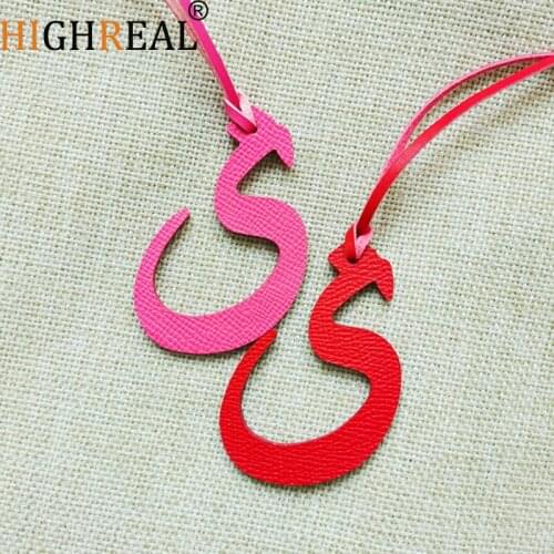 Custom Made Luxury Genuine Natural Leather Character Alphabet Arabic Letter Keychain Backpack Pendant Ladies Women Bag Charm