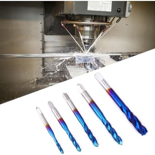 Screw Thread Tap 5Pcs Screw Thread Tap Blue Coated High Speed Steel Tapping Drill Bit for Machine Tool