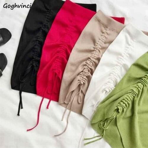 Skirts Women 5 Colors Solid A-LINE Shirring Mini Sexy Female Leisure All-match Fashion Ulzzang Streetwear Soft Students Clothes
