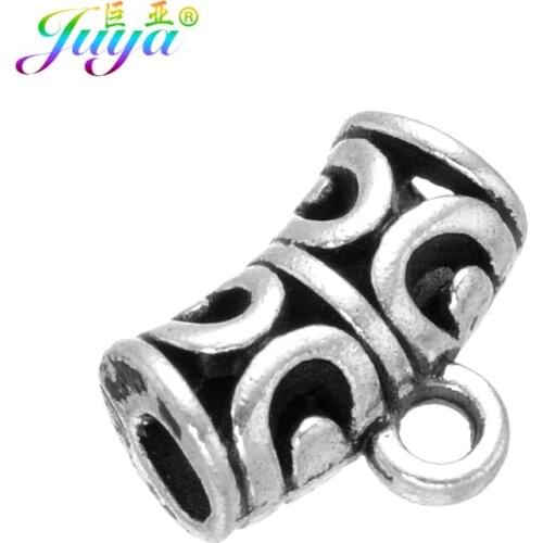 Juya DIY Jewelry Components 30 Pieces Antique Silver Color Curved Tube Bails Charms For Bracelet Necklace Jewelry Making