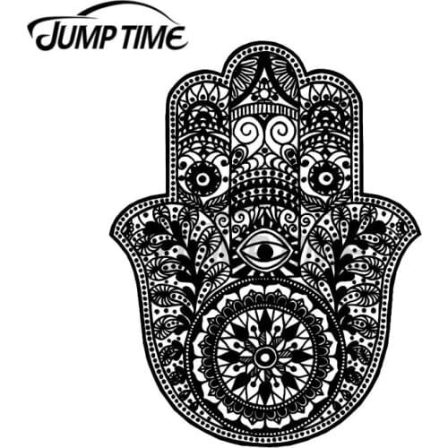JumpTime 13 x 6.8cm Black And White Hamsa Funny Car Stickers Car Accessories Laptop Motorcycle Fine Waterproof Decal Decoration