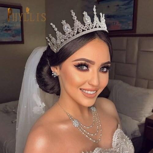 A213 Silver Wedding Tiaras Bridal Crown Crystals Bridal Headwear Medieval Wedding Headpiece King Queen Birthday Hair Jewelry