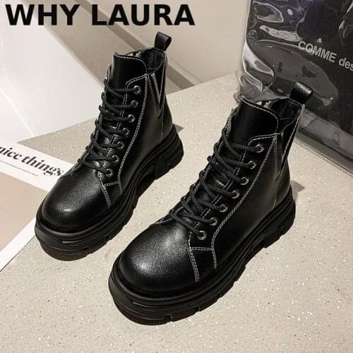 Womens spring/fall 2021 black Marts womens lace-up round toe platform boots womens fashion shoes Womens Marts