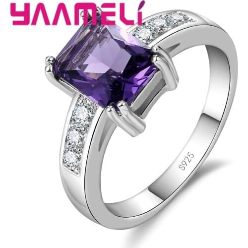 Luxury Rectangle Cubic Zirconia Stones 925 Sterling Silver Fashion Bague Jewelry Best Gifts Wedding Rings For Women