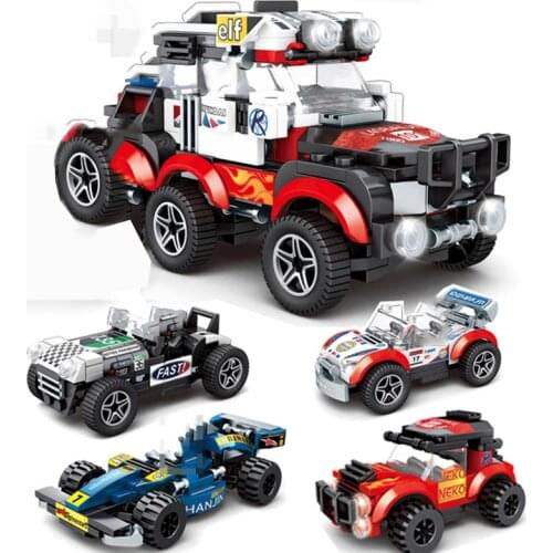 4 IN 1 Transportation Car Building Block Mini Figures Truck Brick Car Model Boy Gift Toy For Kids Compatible