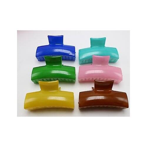 5 Mixed Jelly Color Plastic Hair Claw Grip Folding Clips Clamps 65mm DIY Craft
