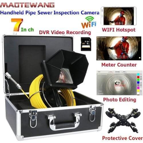 50M 7" Wireless WiFi pipeline inspection video camera Industrial endoscope sewer pipe drain compatible with Android / IOS