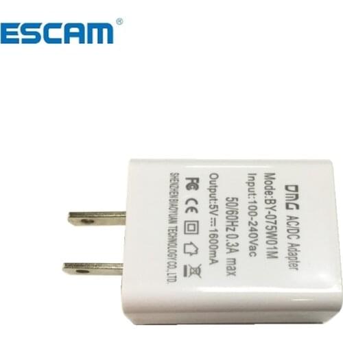 110V-240V to 5V 2A AC DC Adapter Power Supply Charger EU US Plug use with USB cable for CCTV Camera IPC Security Safety ESCAM