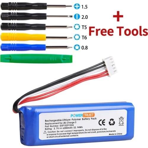 GSP1029102A 6200mAh Battery for JBL Charge 3 2016 Version Li-Polymer Bluetooth Speaker Bateria with Tools