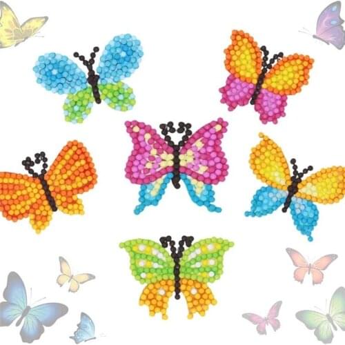 Butterfly Diamond Painting Stickers Cartoon Art Full Drill Diamond by Numbers Stickers Owl Kits Set For Kid 5D DIY Hand Crafts